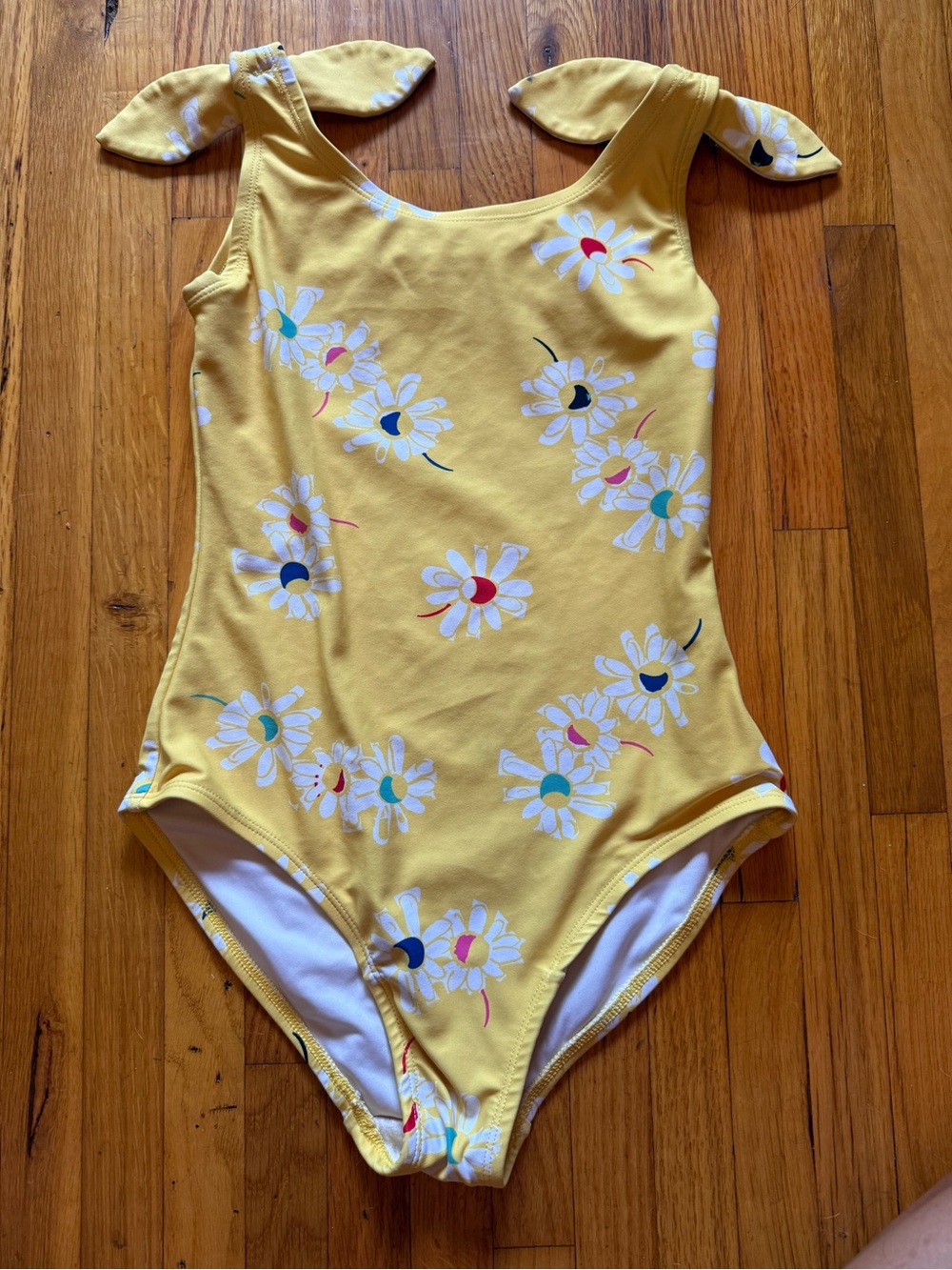 Hanna Andersson Girls' Yellow Daisy One-Piece Swimsuit with Shoulder Ties